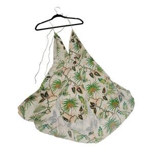 Adrianna Iglesias Silk Mini Dress 38 Cream Peach‎ Botanical Backless Halter Glam